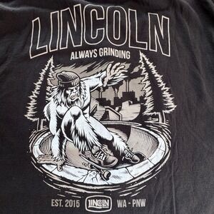 Lincoln‎ Brand Always Grinding Sasquatch Skateboard T-Shirt XL Black PNW Mens